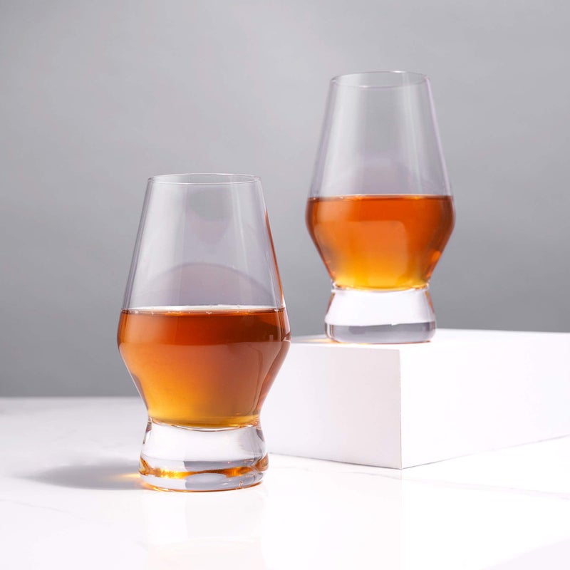 Viski Raye Heavy Base Crystal Scotch Glass Set of 2 - Image 4